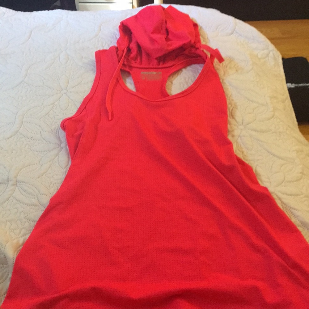 Neon pink running tank
